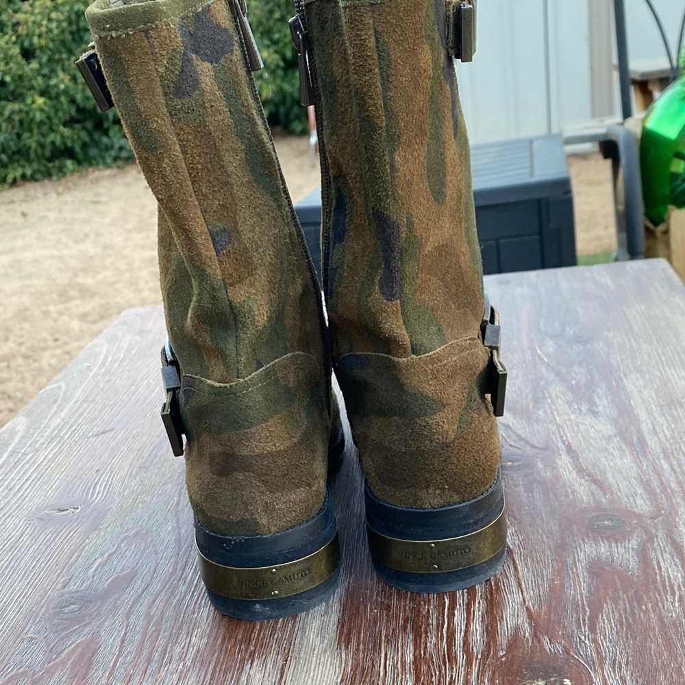 Vince Camuto Women's Camo Suede Combat Boots - Green/Brown - Picture 4 of 8